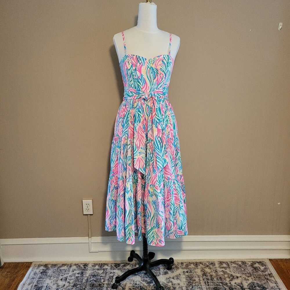 Lilly Pulitzer Edith Cotton Midi Dress in Sea Turtle Soiree NWT Size 6